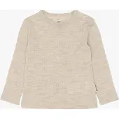 Mikk-Line Lasten Pitkähihainen T-paita Merinovilla, Melange Offwhite, 110