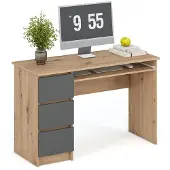 Halmar CINO Classic Oak & Graphite kirjoituspöytä laatikoilla – MDF-rakenne, 120 × 50 cm