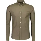 Lindbergh Yarn Dyed Oxford Superflex Shirt L/S - Khaki green - XL