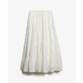 Superdry for woman. W7210412A Off-white Tiered Maxi Skirt (XXS), Casual, Cotton