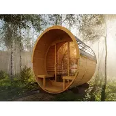 Palmako Anita 1,3+0,7 m2 lasiseinällä tynnyrisauna
