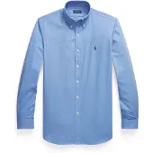 Ralph Lauren for man. 710928255003 Custom Fit stretch poplin shirt blue (L), Casual, Cotton, Classic, Long sleeve