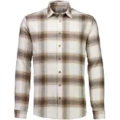 Lindbergh Heavy Checked Twill Shirt L/S - Cream - XXL