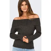 ONLY Onlkatia Ls Off Shoulder Knt Noos - Brown - XL