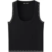 Mango Strappy Top With Studded Detail - Black - M