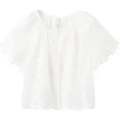 Mango 100% Cotton Blouse With Broderie Anglaise Embroidery - White - M