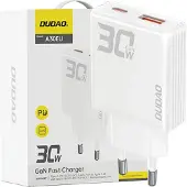 Dudao Laturi GaN A30EU 30W USB-A / USB-C verkkolaturi - valkoinen