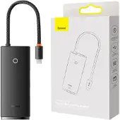 Baseus Lite -sarjan 6-in-1-keskitin USB-C - 2x USB 3.0 + USB-C + HDMI + SD/TF (musta)