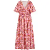 Bonprix Mekko beige / fuksia / oranssinpunainen / valkoinen