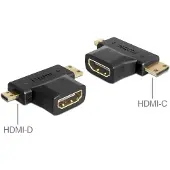 DeLOCK – HDMI adapter, 19-pin female to Mini-HDMI/Micro-HDMI, black (65446)