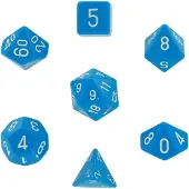 Chessex Dice Set 7x Polyhedral, Light Blue with White Pips