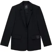 Armani Exchange for woman. XW000941AF10872UC001 Solid coloured casual blazer with one button and notch lapel with long sleeves black (M)