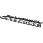 Digitus MODULAR PATCH PANEL, SHIELDED, 24-PORT LABEL FIELD, 0.5U, RACK MOUNT, BLACK RAL 9005 (DN-91422)