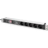 Digitus DN-95433, Kytkimellinen, 1U, Alumiini, Muovi, 5 AC-pistorasia(a), Tyyppi F, Tyyppi F