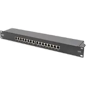 Digitus CAT 6, CLASS E PATCH PANEL, SHIELDED, 16-PORT RJ45, 8P8C, LSA, 1U, RACK MOUNT, BLACK, 482X44X109 (DN-91616S-B)