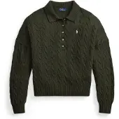 Ralph Lauren Cable Wool-Cashmere Polo-Collar Sweater - Khaki green - L