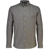 Lindbergh Striped Superflex Oxford L/S - Brown - XL