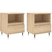 vidaXL Yöpöydät 2 kpl Sonoma-tammi 40x35x50 cm tekninen puu