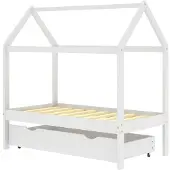 vidaXL Lasten sängynrunko laatikolla valkoinen täysi mänty 70x140 cm