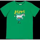 Peppi Pitkätossu Pippi Logo T-Shirt - Green - 98/104
