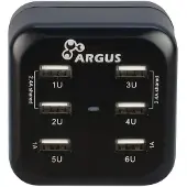 Inter-Tech Argus LS-6US USB, Sisätila, AC, 5 V, 6,8 A, Musta (88885322)