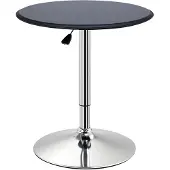 HOMCOM Korkeussäädettävä baaripöytä, keinonahkaverhoilu, vintage-design, musta + hopea