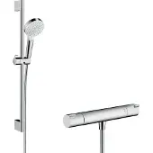 Hansgrohe HG Ecostat 1001CL thermostats&aelig;t - Inkl. Crometta Vario jet 65cm, EKSL. rosetter/forskrueninger