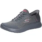 SKECHERS Matalavartiset tennarit 'GO WALK FLEX - HANDS UP' tummanharmaa / tummanpunainen / offwhite