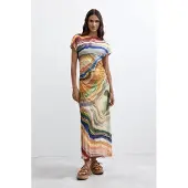 Desigual Mekko marine / keltainen / sinappi / vaaleanvihreä