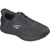SKECHERS Slip on -tennarit 'Go Walk Flex - Hands Up' tummanharmaa / tummanpunainen / offwhite