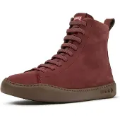 Camper for woman. K400817-004 Peu Touring burgundy leather ankle boot sneakers (36), Flat, Laces, Casual