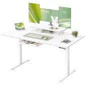 Songmics Korkeussäädettävä Työpöytä, 140x70x72-120 cm, Valkoinen