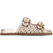 Carmela for woman. 16305803-ORO Gold 163058 Leather Sandals (38), Flat, Buckle, Casual