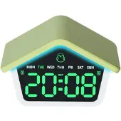 24hShop Digitaalinen herätyskello, jossa on 8-värinen yövalo – Vihreä / LED-herätyskello yövalolla