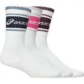 Asics 3 Pack Logo Crew Sock Dark Aubergine/bubblegum/midnight S