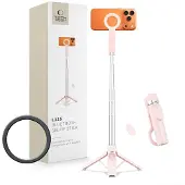 Tech-Protect L11S 2-in-1 MagSafe-selfiekeppi ja kolmijalka, Bluetooth-kaukosäädin - Pinkki