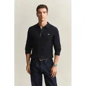 Gant Classic Cable Knit Sweater - Navy - S