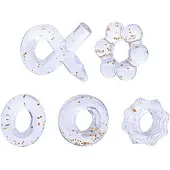 Nanma Glitter Collection - Penisrengassetti, 5 kpl, venyviä, joustavia, TPE, erektio, seisokki