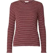 Selected Slwanna Ls Crew Neck Tee Str Noos - Burgundy - M