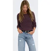ONLY Onlgeena Xo L/S Pullover Knt - Burgundy - XS