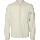 Selected Slmtray Ls Merino Struc Polo Cardigan - Cream - M
