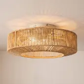 LUCANDE Raveni-kattotuuletin valolla, hamppuköysi, halkaisija 50 cm – , Raveni, Ruskea / ruoste, Olohuone, Moderni