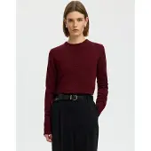 Selected Slwthea Ls Knit Merino Cardigan Noos - Burgundy - XXL