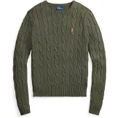 Ralph Lauren for woman. 211971869510 Green cable knit cotton sweater (XS), Casual, Long sleeve