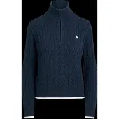Ralph Lauren Cable-Knit Quarter-Zip Sweater - Navy - M