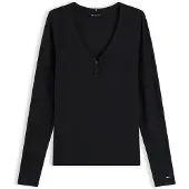 Tommy Hilfiger Tjw Slim Henley Ls Top - Black - XL