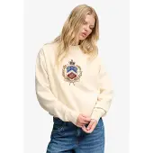 Superdry for woman. W2012721A Beige Crest Loose Sweatshirt (M), Casual, Cotton, Long sleeve