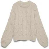 Vero Moda Vmmaybe Ls High Neck Cable Pullover Noos - Cream - M