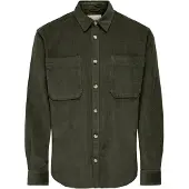 Only & Sons Onsalp 2Pkt Washd Cord Ls Shirt Noos - Green - XL