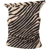 Mango Asymmetric Printed Top - Black - XS